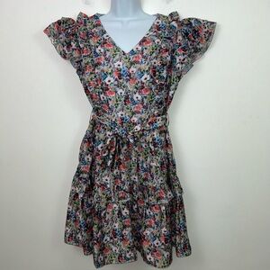 Jessakae Dress Womens Large Full Bloom Ruffled Tiered Floral Belt Coquette